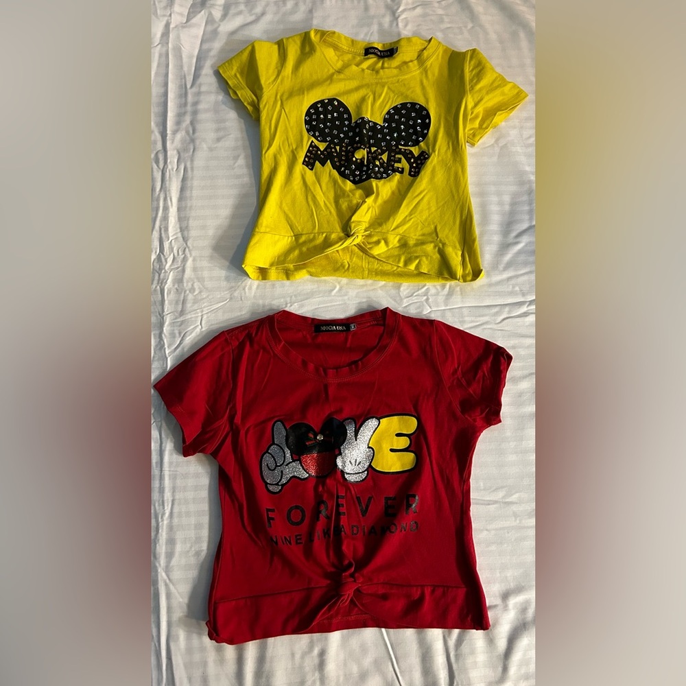Yellow and Red Mickey Crop Tops